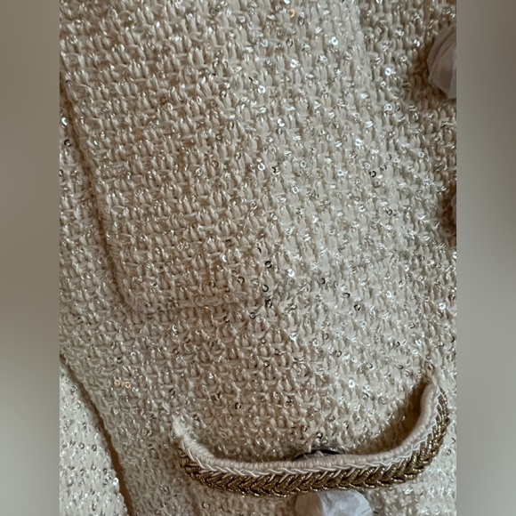 Self Portrait CREAM SEQUIN KNIT MINI DRESS - Picture 4 of 4